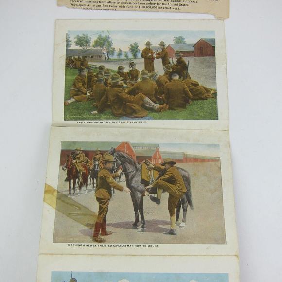 Postcard Folder WWI World War 1 U.S. Army Souvenir 24 Views Curt Teich Antique - Picture 12 of 16